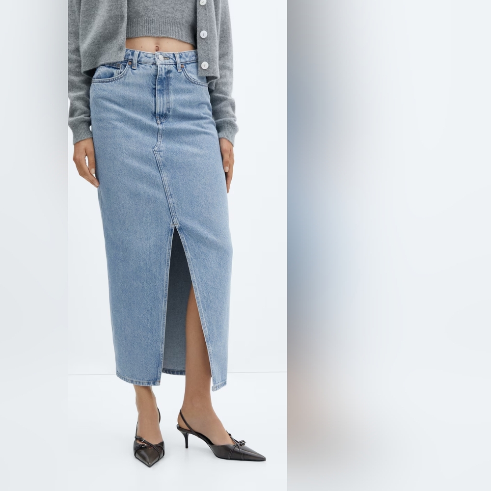 MANGO Light Blue Denim Maxi Skirt NWT! - Picture 5 of 8